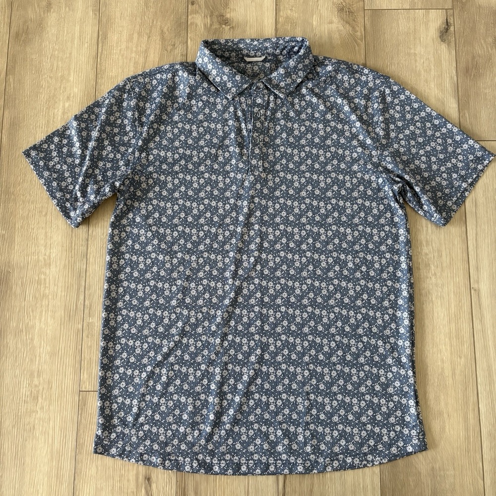 Swannies Golf Mens XL Blue AOP Floral Performance Stretch Polo Short Sleeve